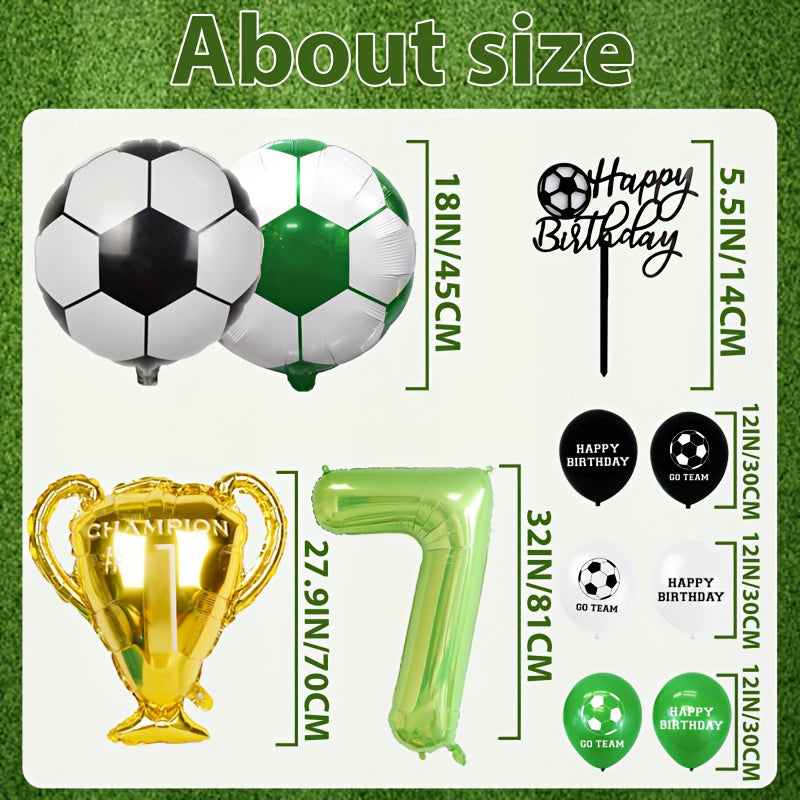 25pcs Football Party Decorations Soccer Balloon Set Cake Topper Number Balloon