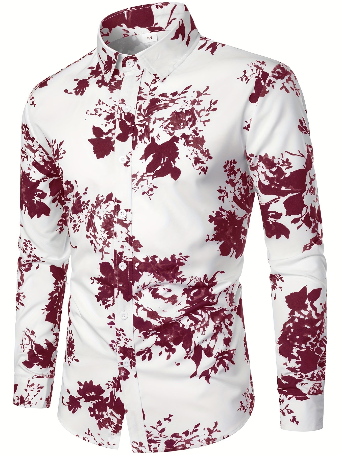 Men's Formal Flower Print Button Up Shirt Spring/Fall Business Occasion