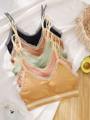 5pcs Lace Trim Wireless Bras Stretch Intimates Bra Women's Lingerie