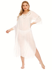 Cut Out Crochet Half Sleeve Cover Up Dress