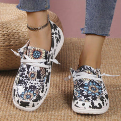 Sunflower & Cow Canvas Lace Up Sneakers