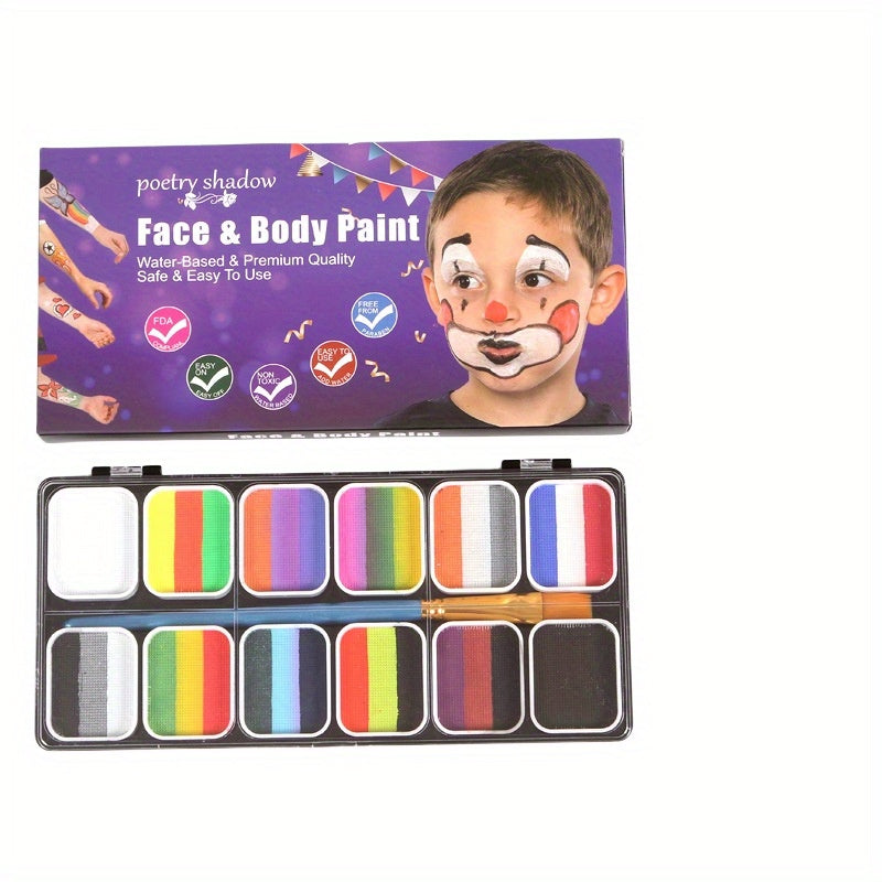 12 grid Face Paint Body Paint Box Water soluble Paint