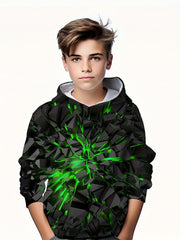 Kids Flame 3D Print Hoodie Hip Hop Sports Casual Tops