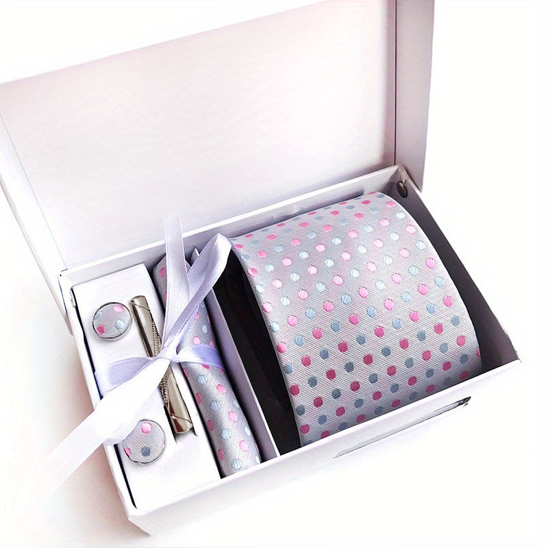 Men's Polka Dot Formal Tie Set with Accessories