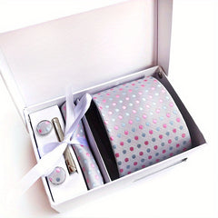 Men's Polka Dot Formal Tie Set with Accessories