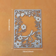 Rectangular Frame Flowers Stars Background Metal Cutting Mold Template DIY Album