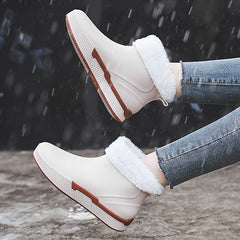 Women's Plush Lined Platform Rain Boots Waterproof Slip On Shoes