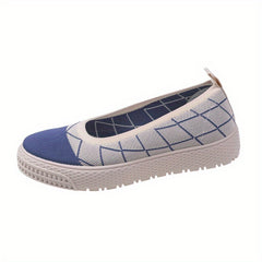 Women's Geometric Platform Loafers Slip On Shoes Comfortable Flat Shoes