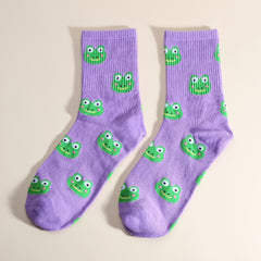 Funny Frog Pattern Socks Women's Mid Tube Stockings