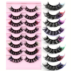 8 Pairs 6D Mink Colored D Curl Cat Eye Eyelashes for Halloween Party