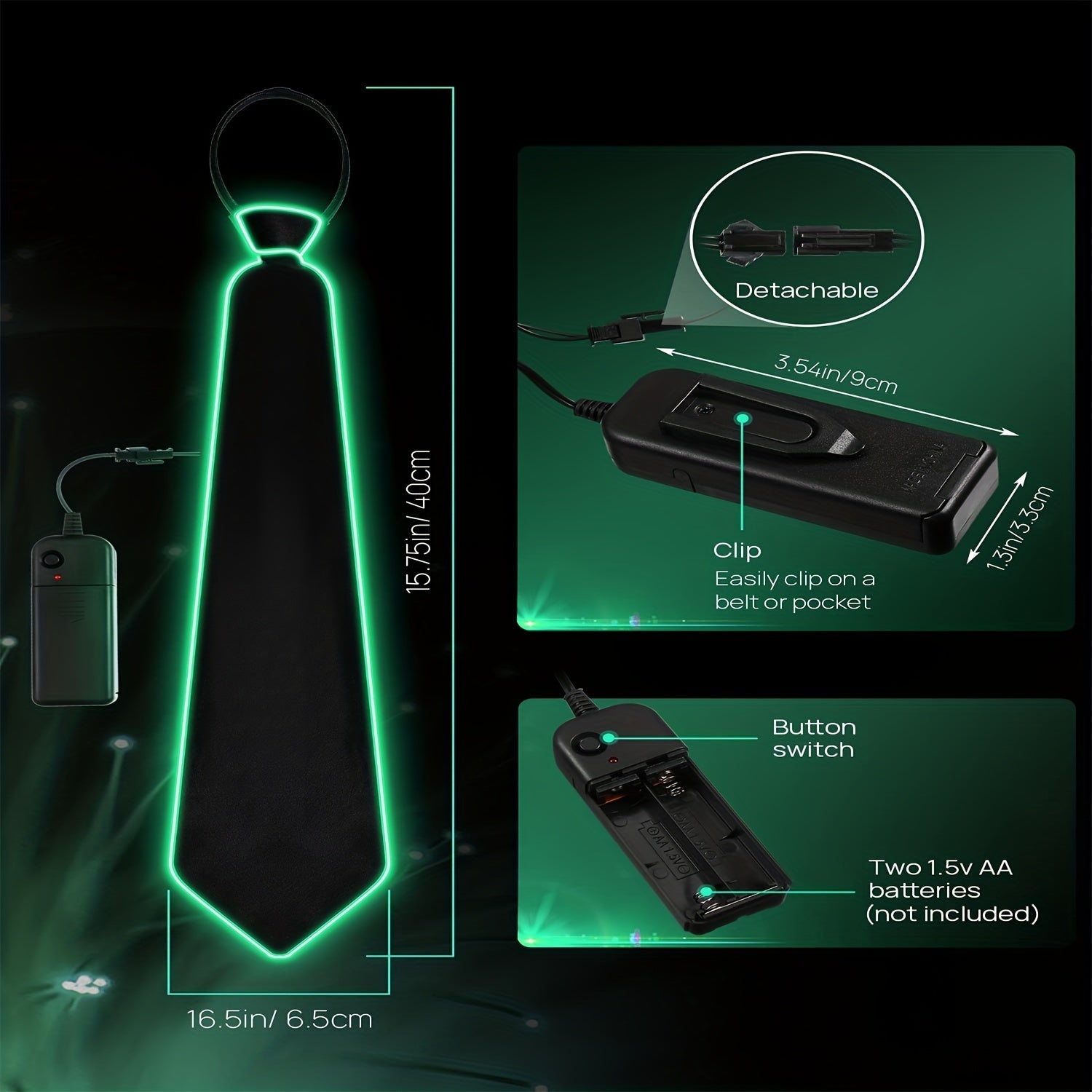 LED Light Up Ties For Men Adjustable Christmas Novelty Neckties