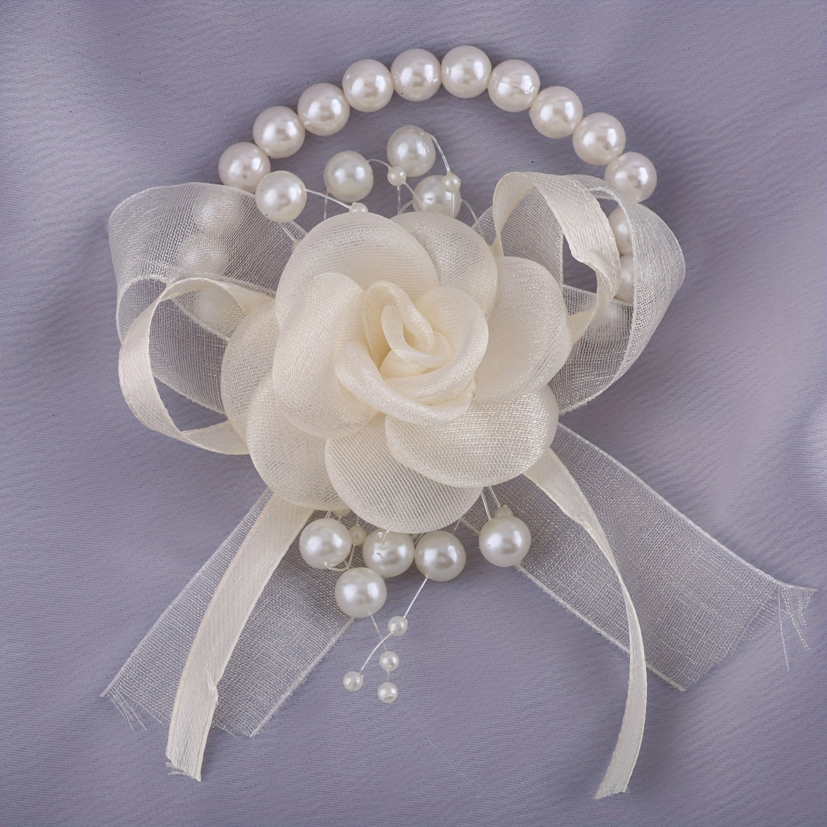 Mesha Flower Bridesmaid Wristband Faux Pearl Wedding Accessories Bridal