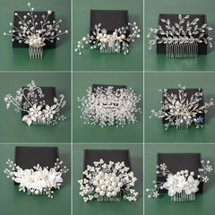 Faux Pearl Rhinestone Wedding Hair Comb Bridal Headdress