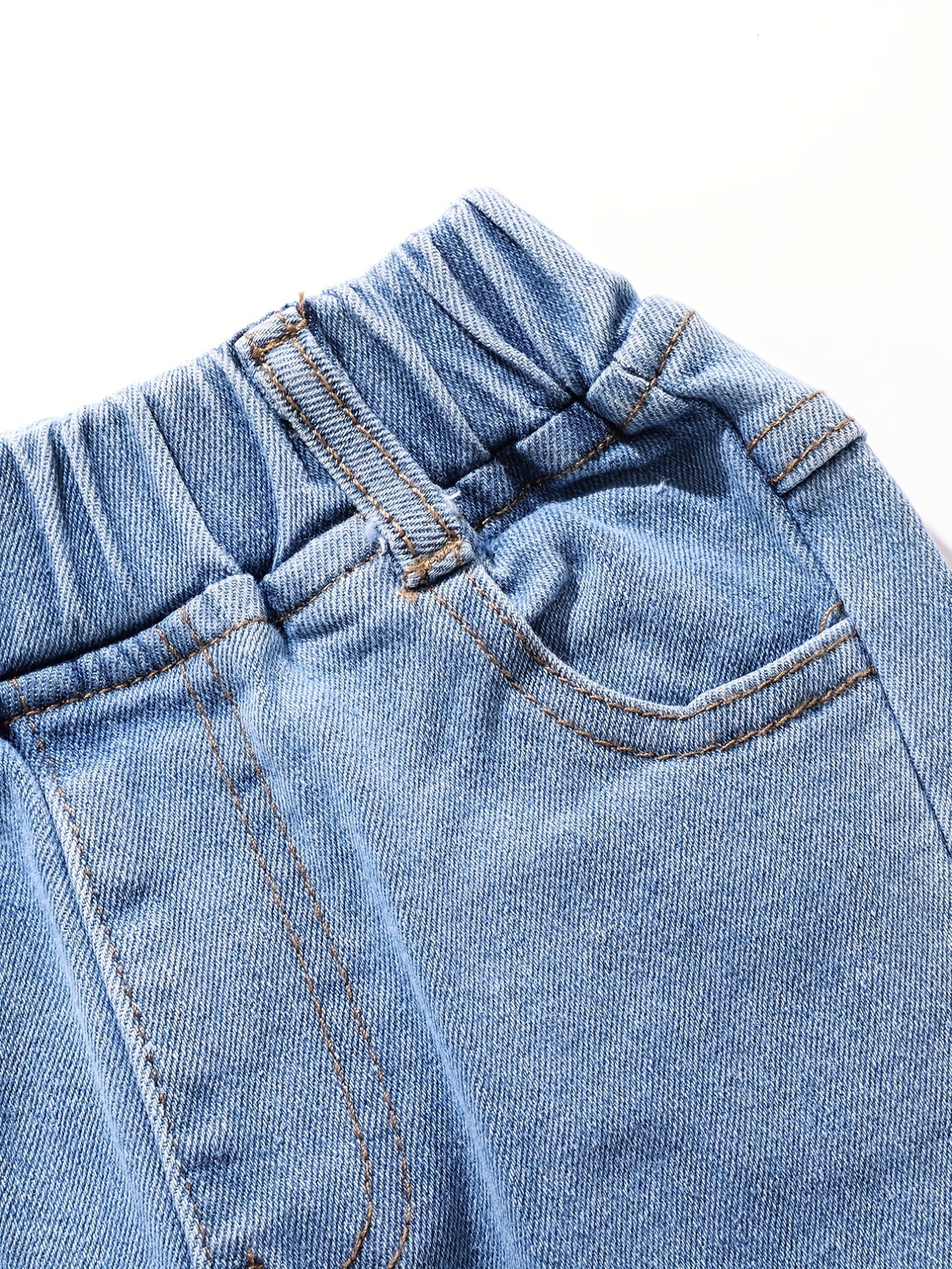 Girl's Lace Fringe Casual Jeans Trousers Elastic Waist Long Pants