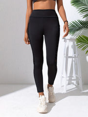 Yoga Sports Leggings High Waist Mesh Insert Tight Pants