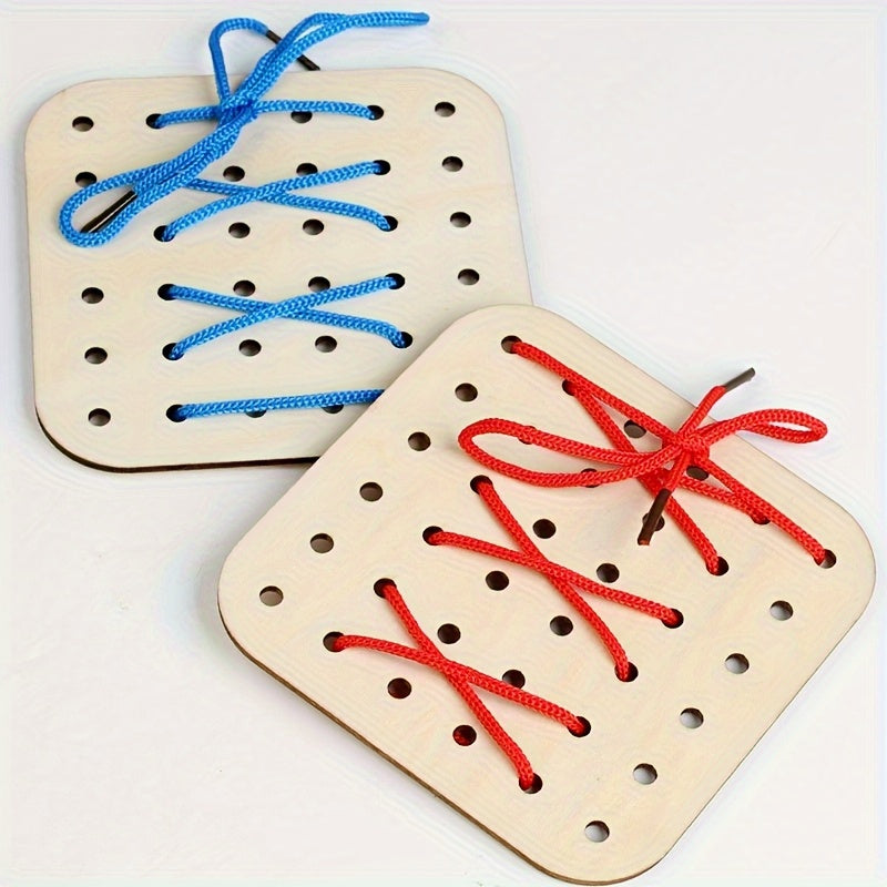 Wooden Lacing Toy Shoe Tying Game