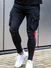 Men's Skinny Fit Cargo Pants with Flap Pocket