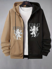 Men's Cartoon Pattern Hoodie Jacket with Zipper