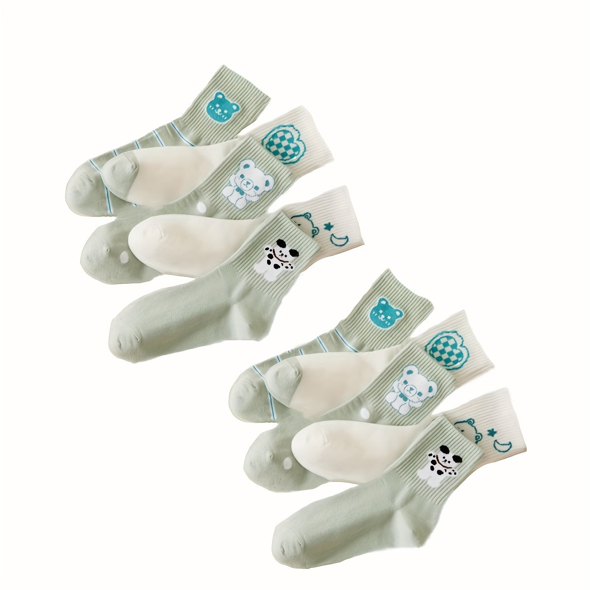 10 Pairs Bear Print Socks Cute & Cozy Tube Socks for Women