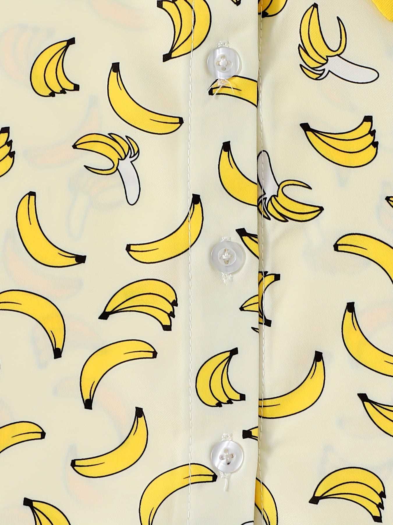 Banana Print Boys Casual Lapel Shirt for Summer