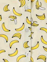 Banana Print Boys Casual Lapel Shirt for Summer