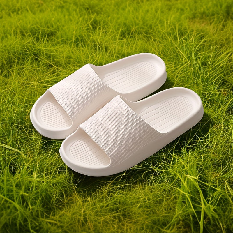 Summer Waterproof Bath Slippers Solid Open Toe Sports Slides