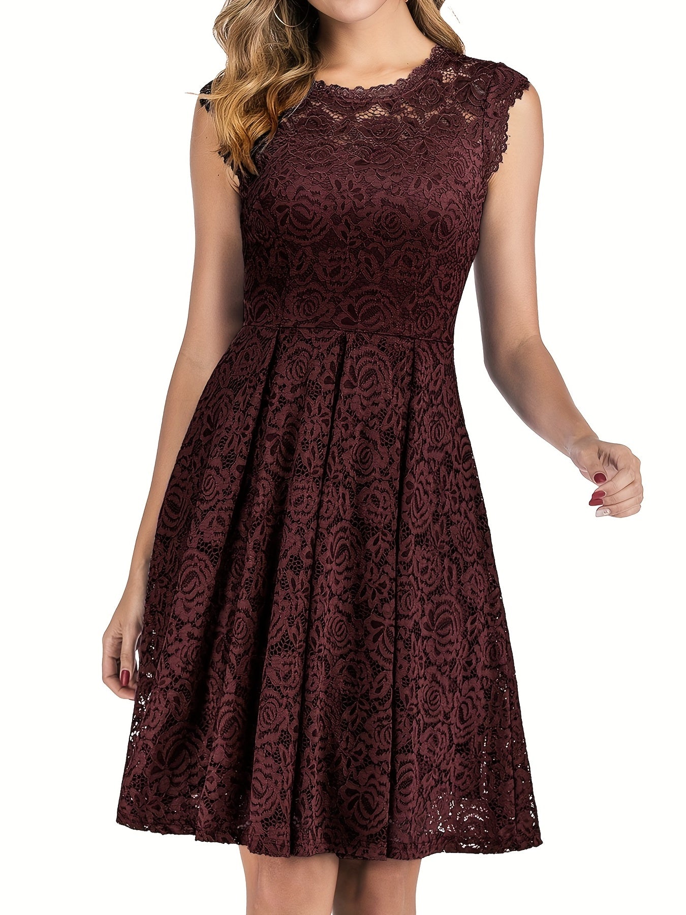 Lace Sleeveless Dress Back To School Cocktail Prom Party Women's Clothing