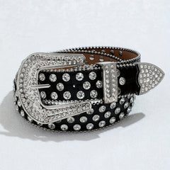 Y2K Rhinestone Belt Hip Hop Beaded Chain PU Belt For Women Men