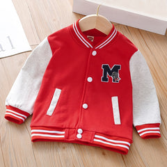 Boys Casual Block Baseball Jacket M Print Long Sleeve Autumn Winter