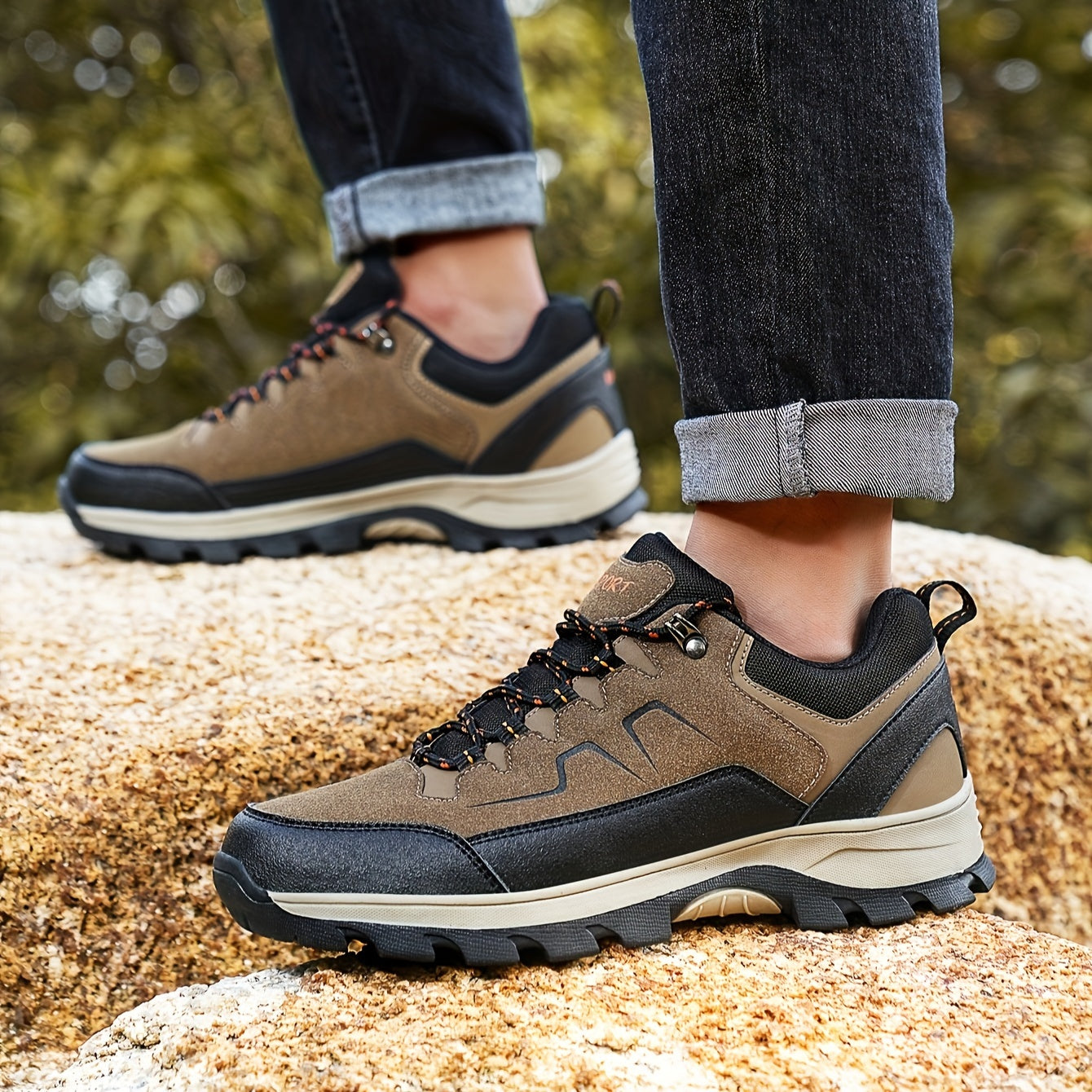 Men's Low Top Hiking Boots Non Slip Lace Up Shoes For Outdoor Activities
