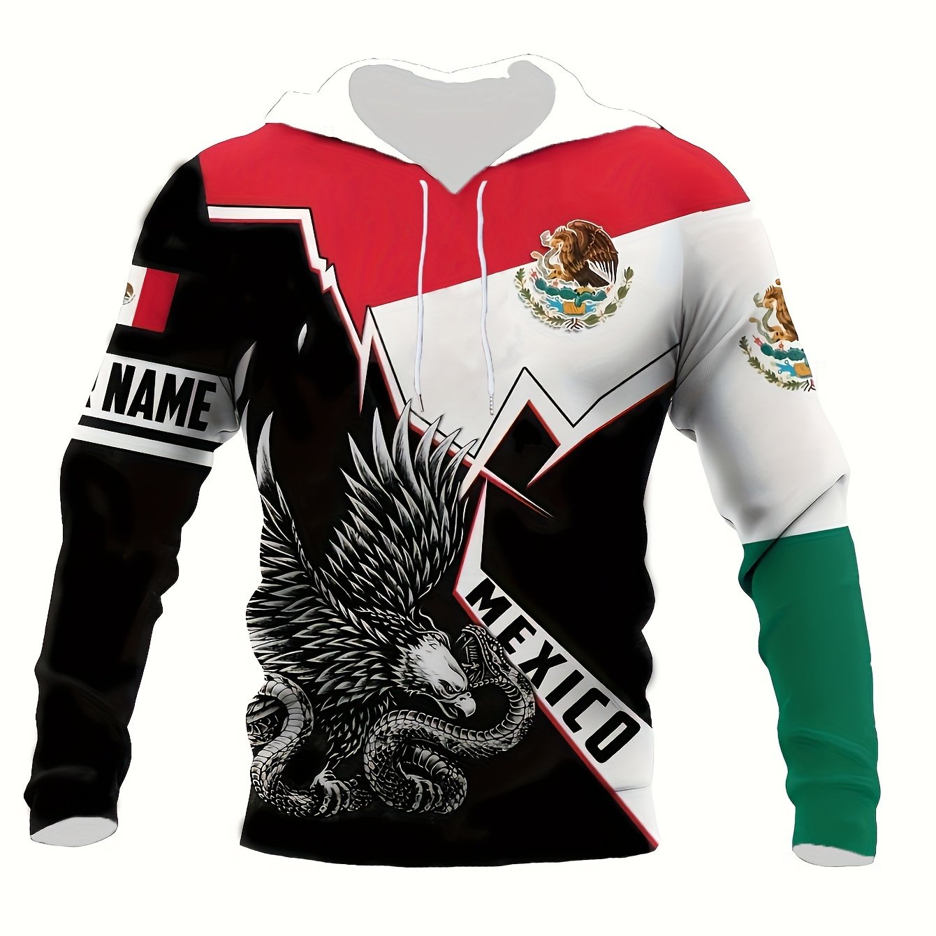 Mexican Eagle Print Men's Hooded Sweatshirt
