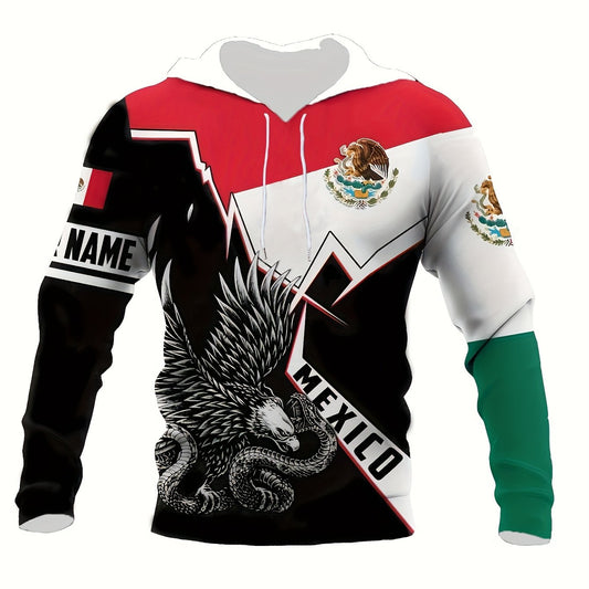 Mexican Eagle Print Men's Hooded Sweatshirt
