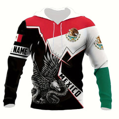 Mexican Eagle Print Men's Hooded Sweatshirt