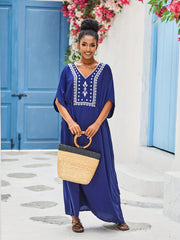 Boho Abaya Dress Women's Plus Floral Embroidered Maxi Kaftan Dress