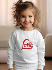 Girls Heart Pattern Crew Neck Sweatshirt For Spring Fall