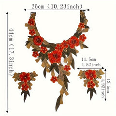3pcs 3D Lace Embroidery Cloth Patch Collar Applique Set