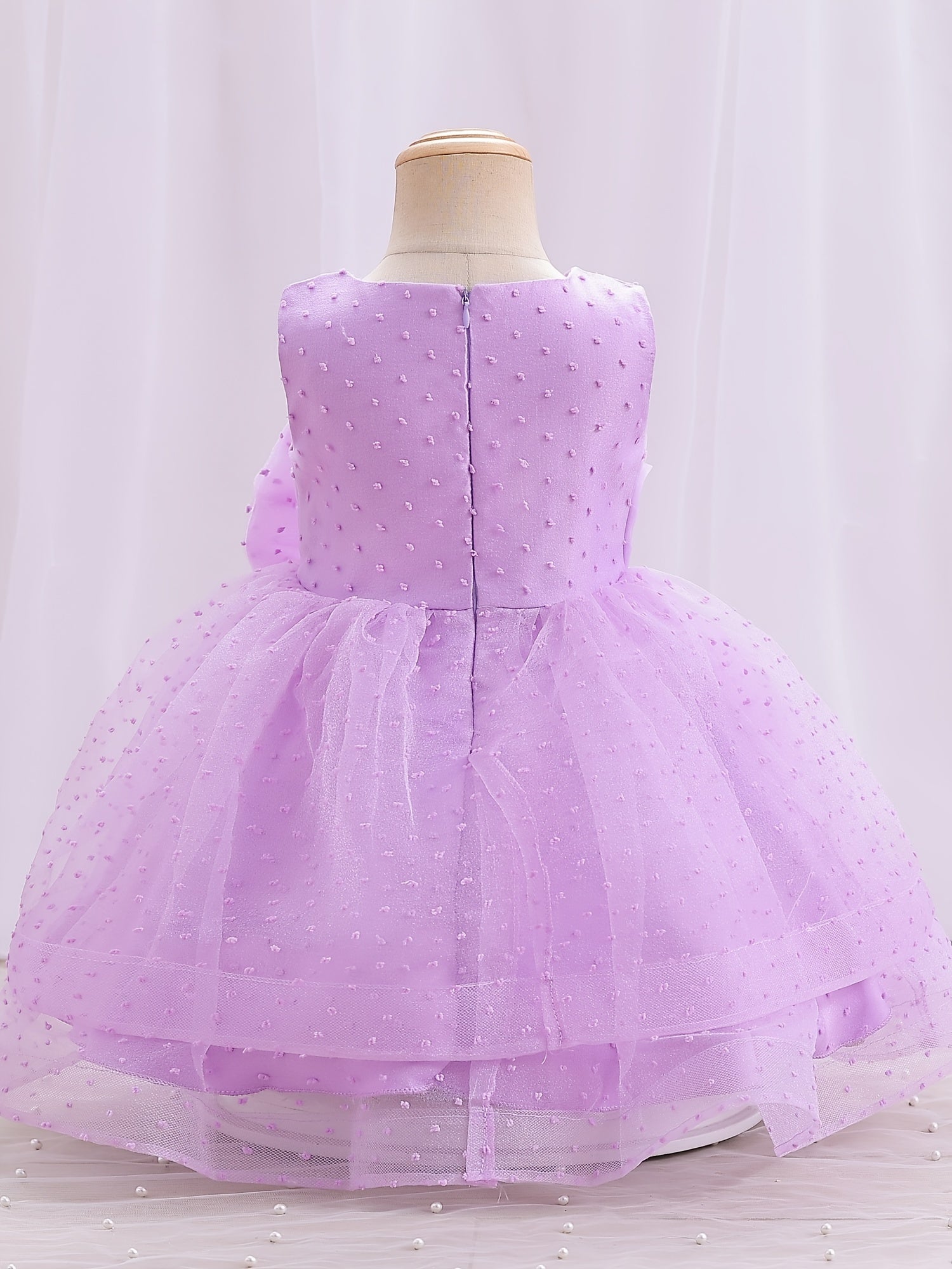 Baby Girls Sleeveless Dress With Bow Decoration