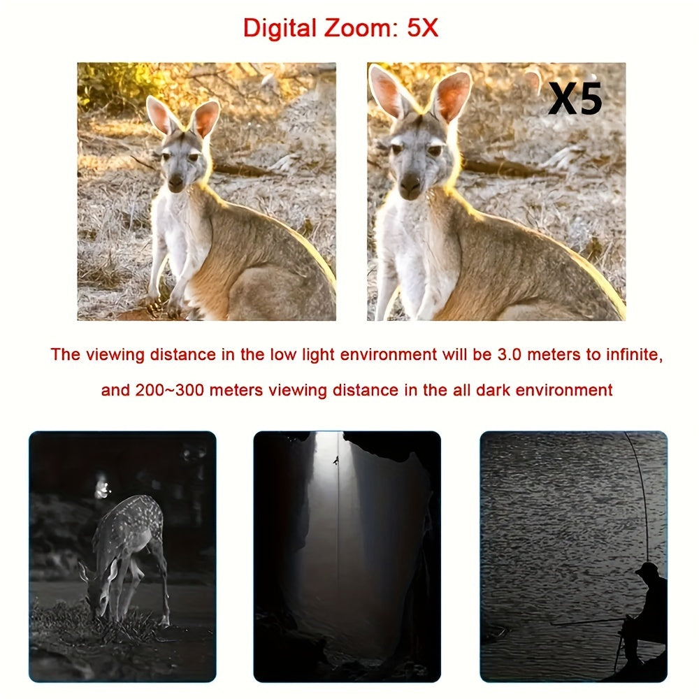 1080P Waterproof Binoculars With Infrared Low Light Night Vision 5X