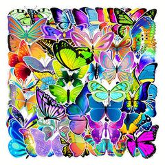 50pcs Colorful Butterfly Stickers Waterproof for Water Bottles Laptop