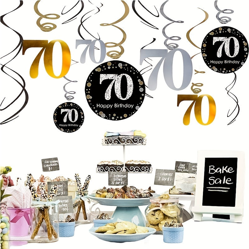 70th Birthday Spiral Ornament Golden