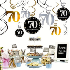 70th Birthday Spiral Ornament Golden