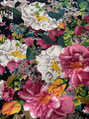 Floral Print Hooded Coat Winter Long Sleeve Random Print Coat