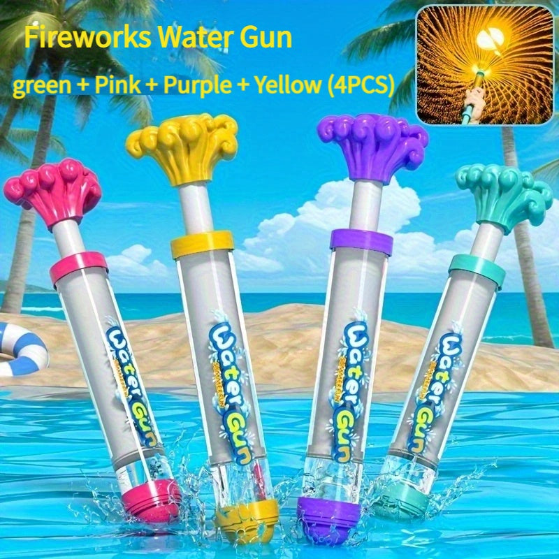 4pcs Push Pop Firework Water Toy Romantic Sprayer for Parties