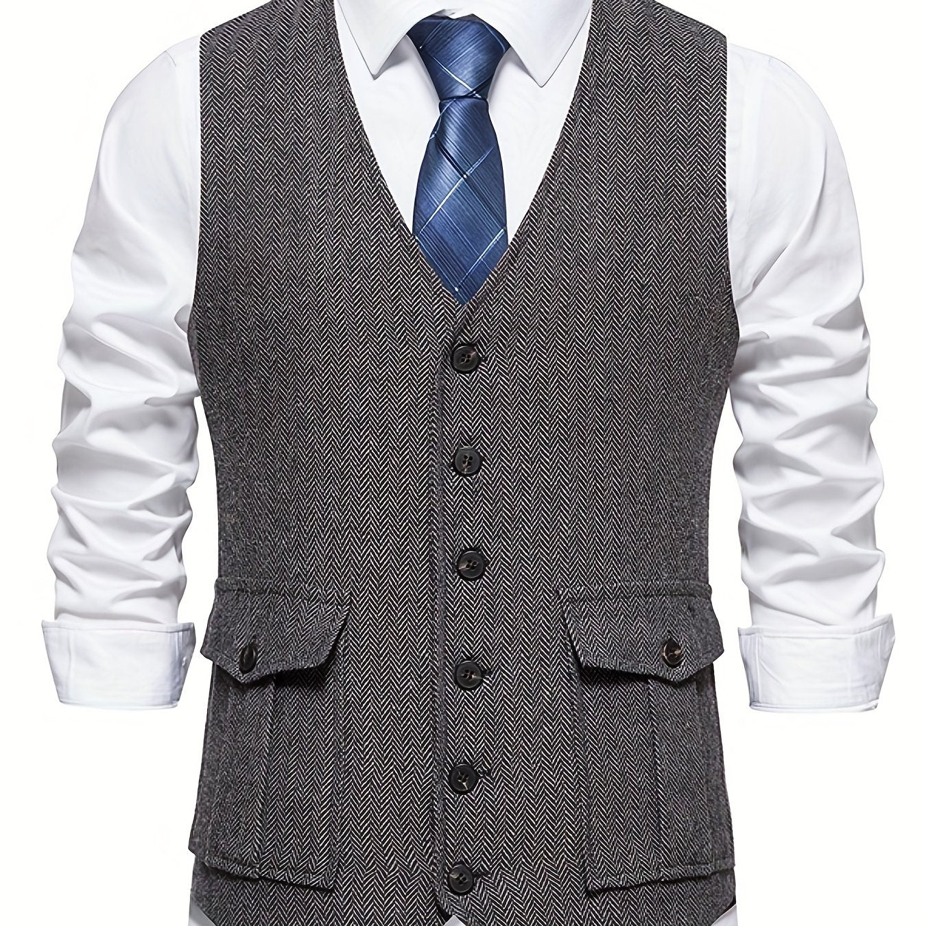 Classic Herringbone Suit Vest Men Wedding Party