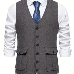 Classic Herringbone Suit Vest Men Wedding Party
