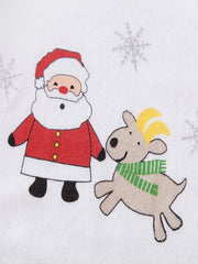 Girls Christmas Print Pajamas Crew Neck Tops & Pants Winter