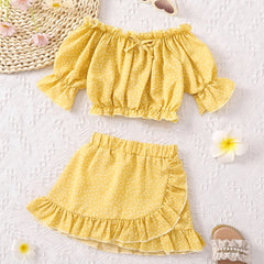 2pcs Baby Girls Polka Dot Print Set Toddler Summer Clothes