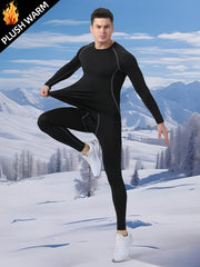 Men's Thermal Sports Set Quick Dry Warm Compression Long Sleeve Shirt & Leggings