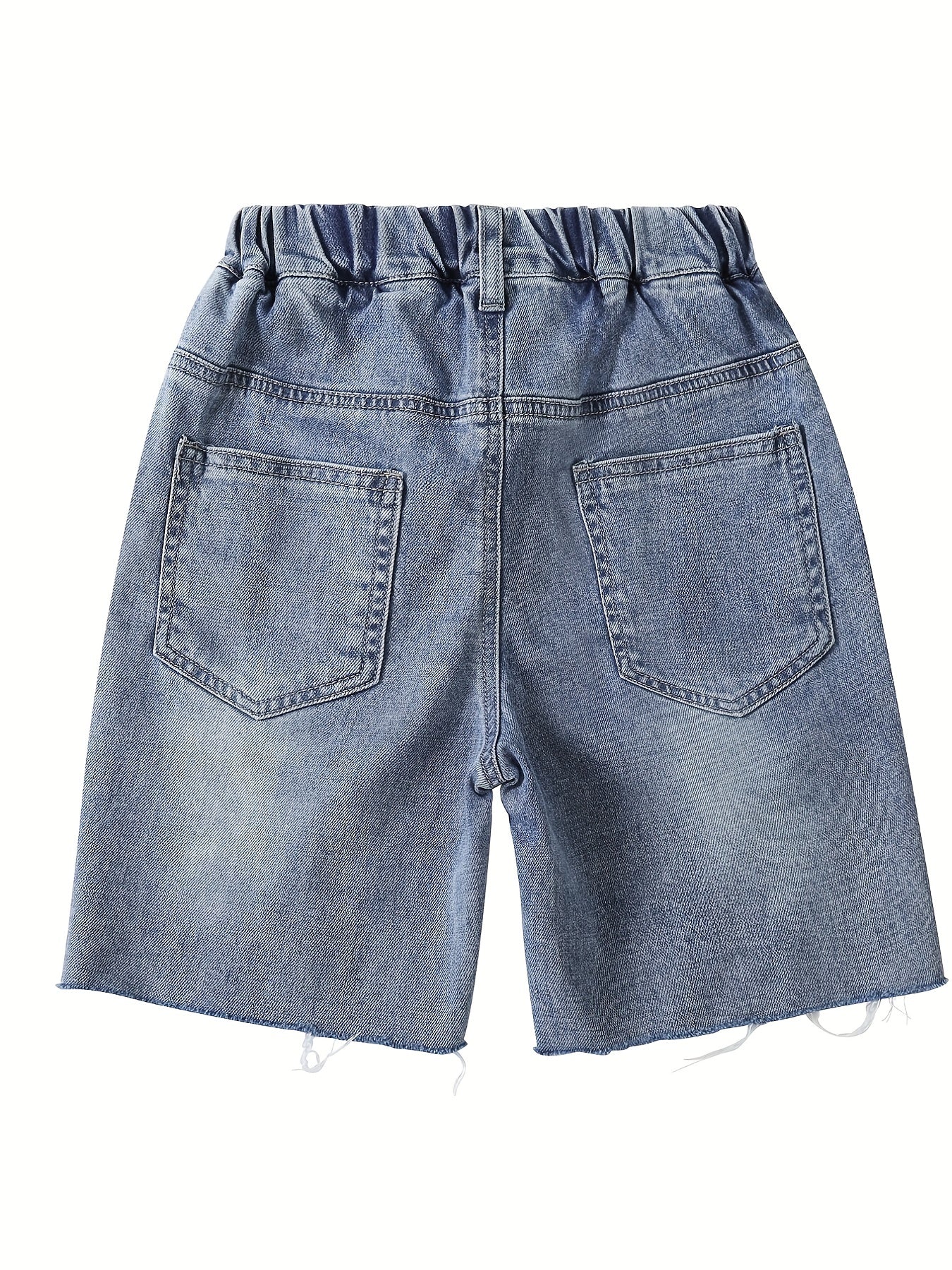 Boys' Ripped Denim Shorts Elastic Waist Cotton Shorts