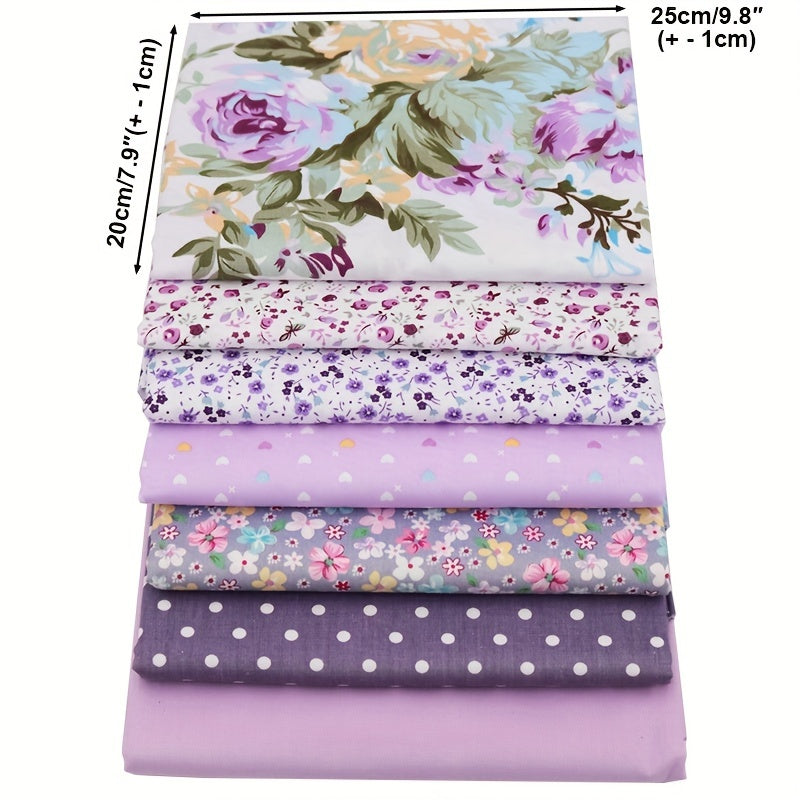 7pcs Floral Quilting Fabric Cotton DIY Doll Clothes Precut Patchwork Craft Sewin